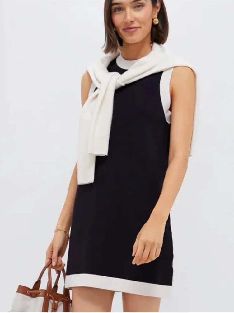 Tuckernuck Navy And White Trim Knit Marie Dress